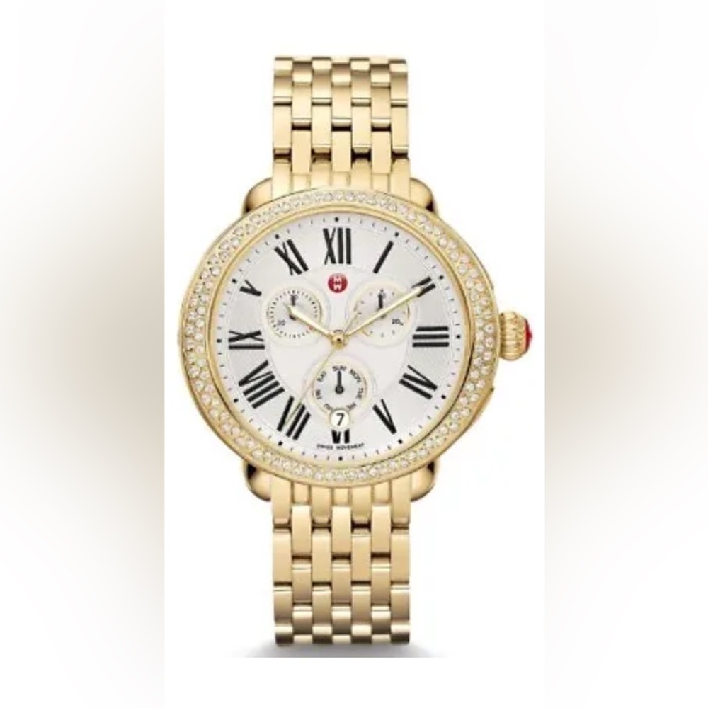 Michele Serein Diamond Gold Tone Chronograph Lady's Watch